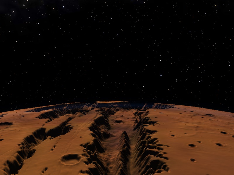 火星のマリネリス峡谷付近（拡大率5倍）
